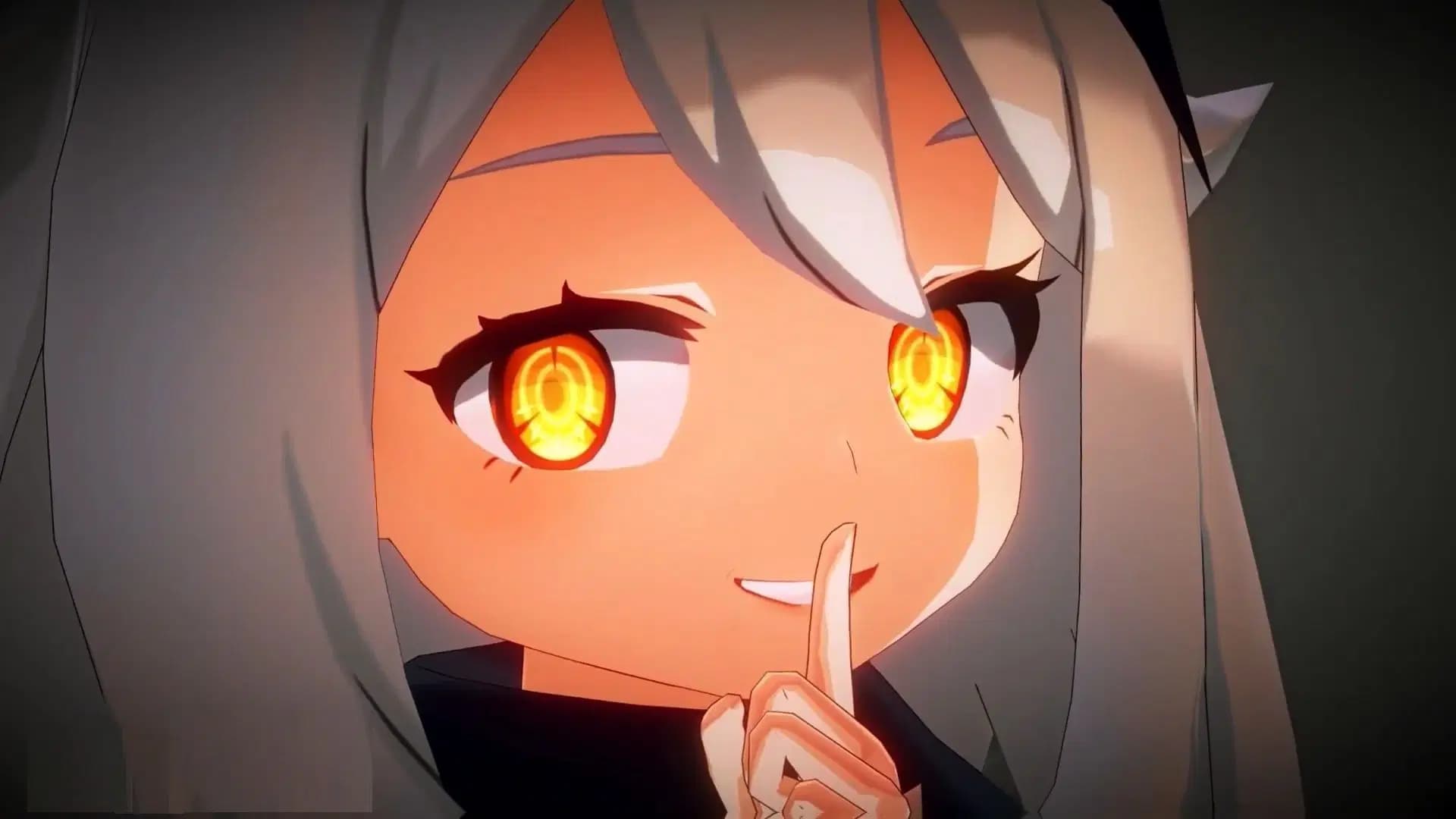 Paimon holding a finger to her lips